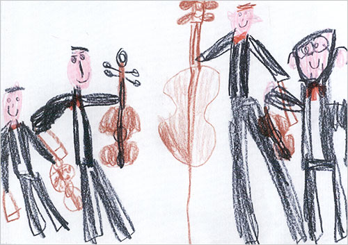 das Reinhold Quartett in einer Kinderzeichnung
